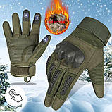 Рукавиці тактичні зимові з хутром, олива 5.0, фото 3