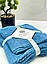 Комплект рушників однотонний баня+лице (мікрофібра) синій, фото 2