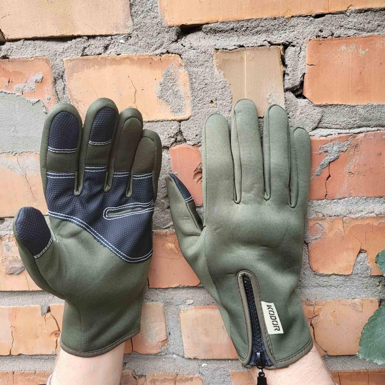 Рукавиця тактична неопренова на флісі олива, фото 1