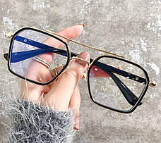 Стильні іміджеві окуляри з антибліковим ефектом Blue Blocker (для роботи за комп'ютером) Чорна оправа із золотом