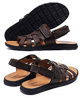 Чоловічі літні шкіряні сандалі Brown, чоловічі сандалі босоніжки, шльопанці коричневі. Чоловіче взуття