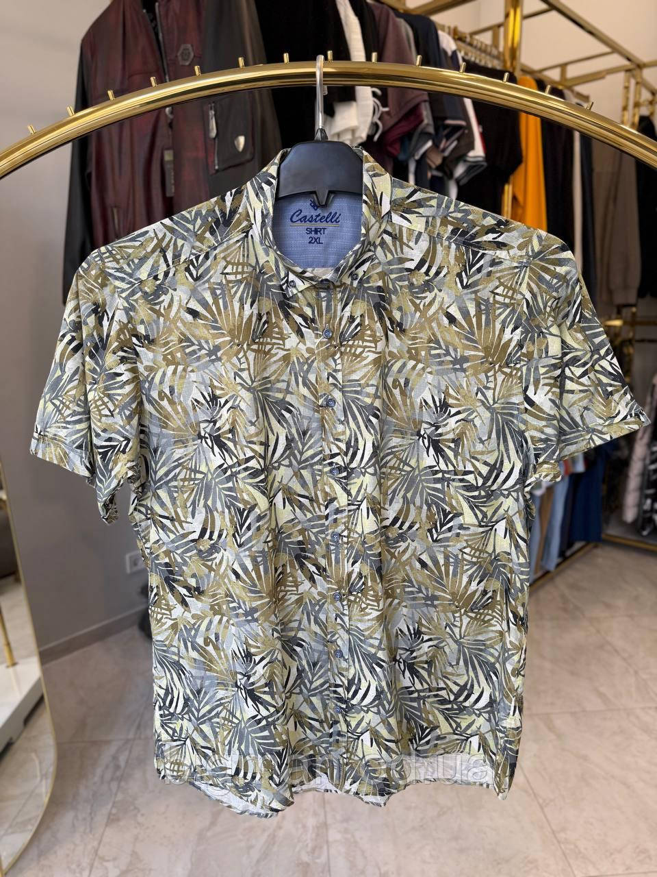 Чоловіча лляна сорочка Castelli 4343 (батал) 2-6XL зелена