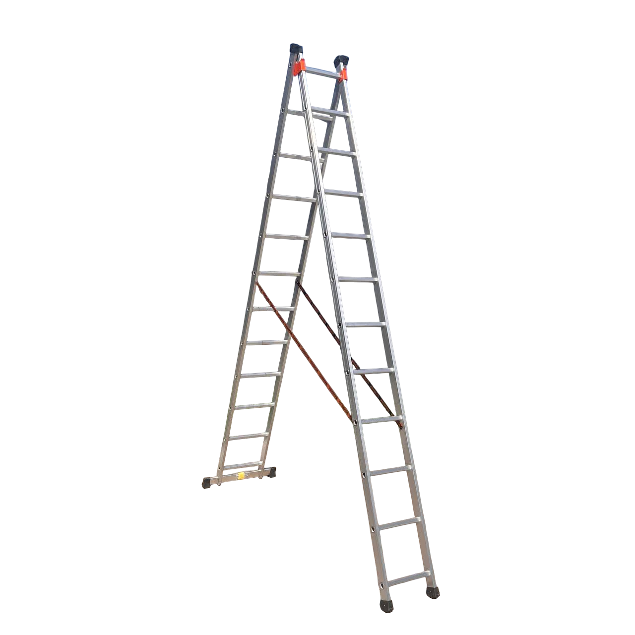 Алюмінієва драбина 5.62 м двосекційна 2х12 сходин, фото 1