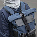 Міський спортивний рюкзак синій Roll top Rytm тканинний з відділенням для ноутбука на 20-25 л роллтоп, фото 2