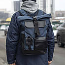 Міський спортивний рюкзак синій Roll top Rytm тканинний з відділенням для ноутбука на 20-25 л роллтоп, фото 3