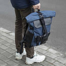 Міський спортивний рюкзак синій Roll top Rytm тканинний з відділенням для ноутбука на 20-25 л роллтоп, фото 7