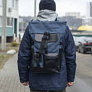 Міський спортивний рюкзак синій Roll top Rytm тканинний з відділенням для ноутбука на 20-25 л роллтоп, фото 5