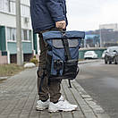 Міський спортивний рюкзак синій Roll top Rytm тканинний з відділенням для ноутбука на 20-25 л роллтоп, фото 8