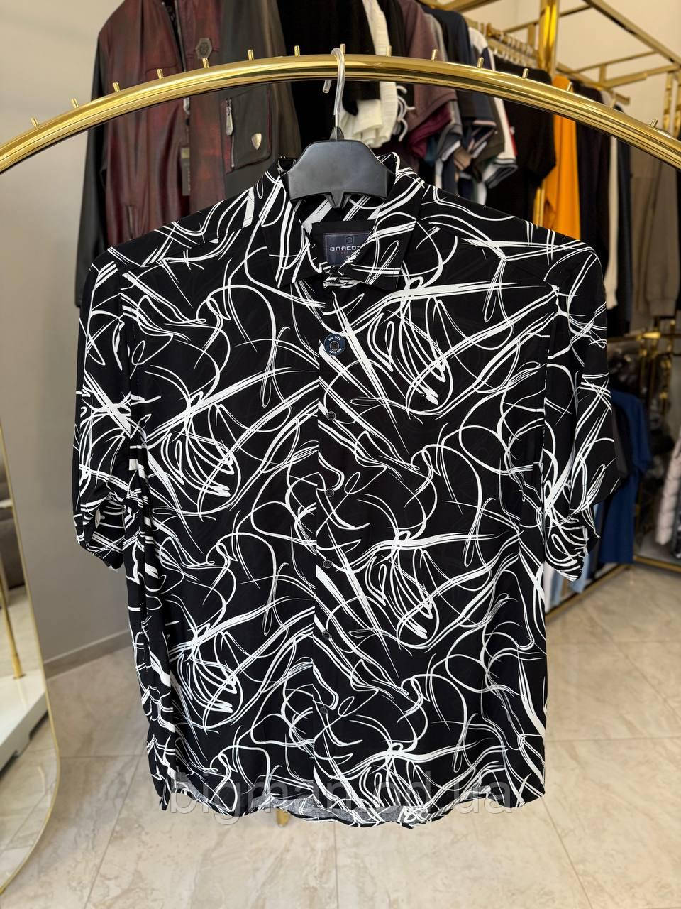 Чоловіча сорочка Barkotti 0152 штапель (батал) 2-9XL чорна
