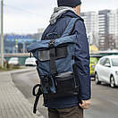 Міський спортивний рюкзак синій Roll top Rytm тканинний з відділенням для ноутбука на 20-25 л роллтоп, фото 4