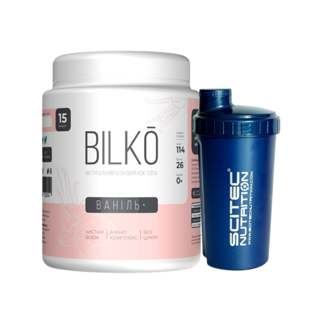 Натуральний білковий коктейль для заміни харчування та здоров'я Білко зі смаков Ваніль 15 порцій та шейкер