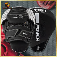 Лапи боксерські PowerPlay 3044 Pro Carbon Ultra Series PU Чорно-Білі Тренувальні лапи для боксу MMA кікбоксингу пара​