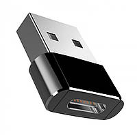 Адаптер-переходник USB-A to Type-C USB 2.0 3 А чорний