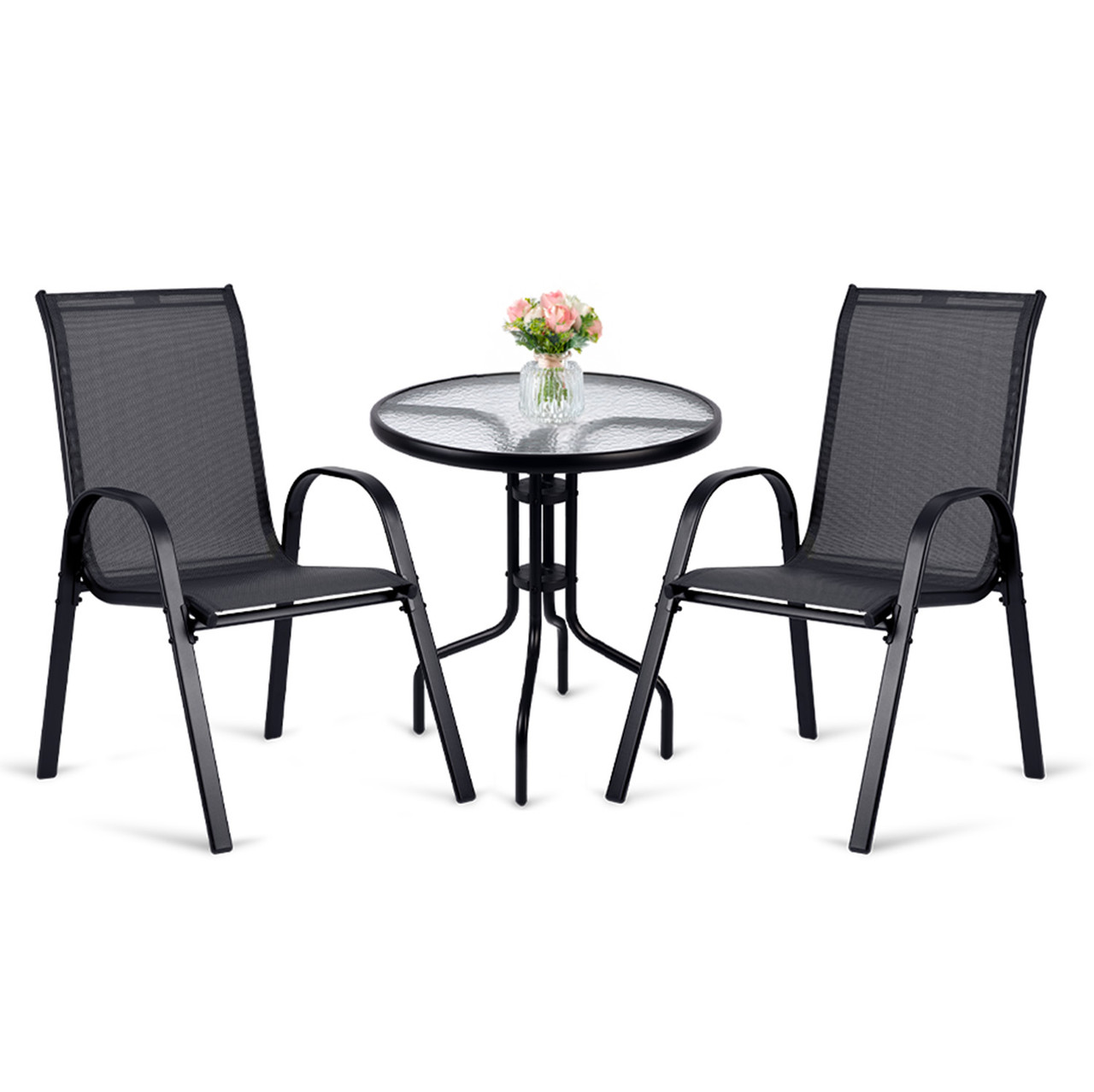 Комплект садових меблів Sofotel SO-981 стіл і 2 стільці з загартованого скла, міцна сталевий рама, фото 1