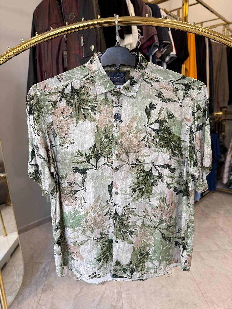 Чоловіча сорочка гавайка Barkotti 0252 штапель (батал) 2-6XL зелена