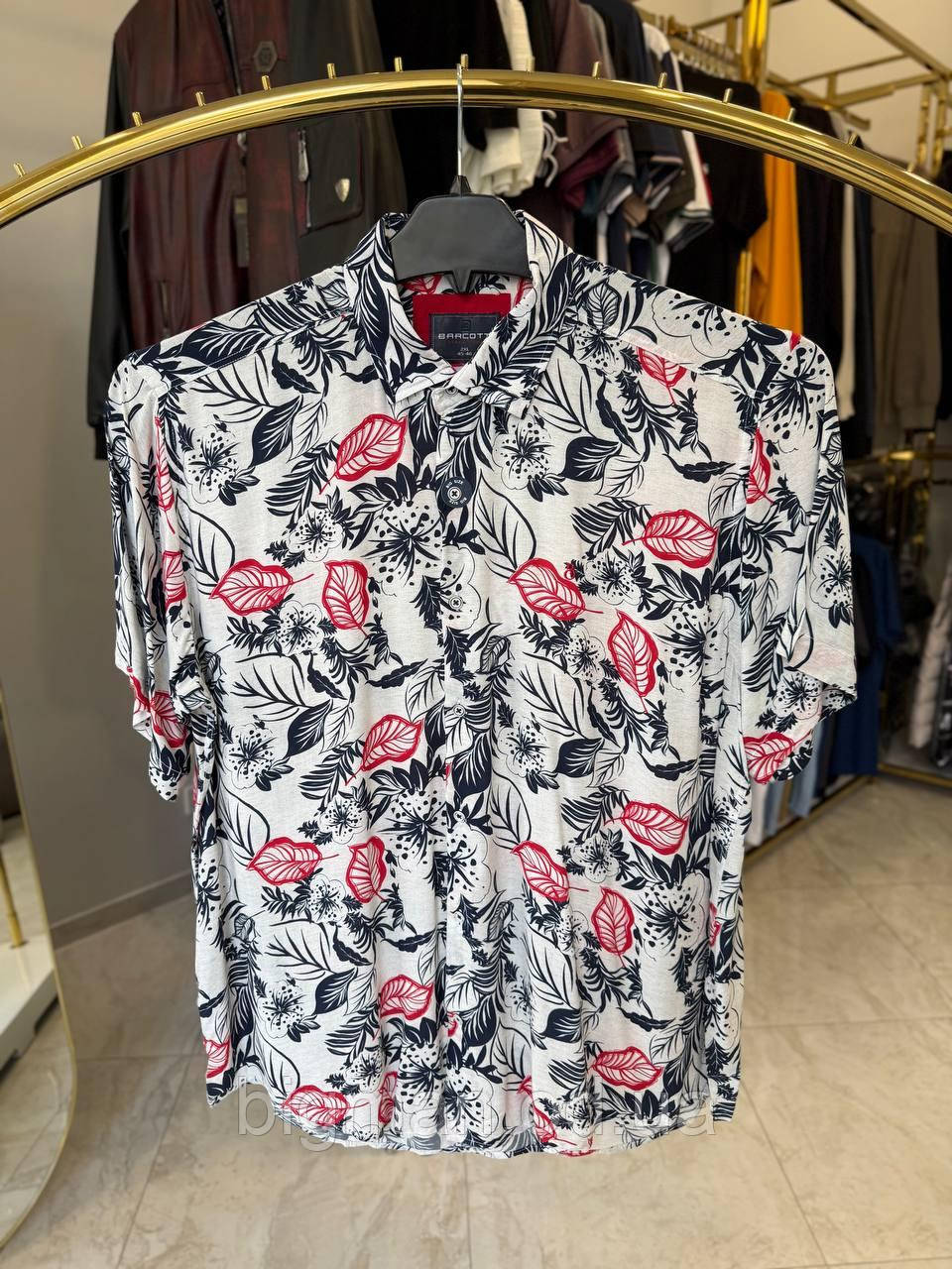 Чоловіча сорочка гавайка Barkotti 0252 штапель (батал) 2-6XL синя
