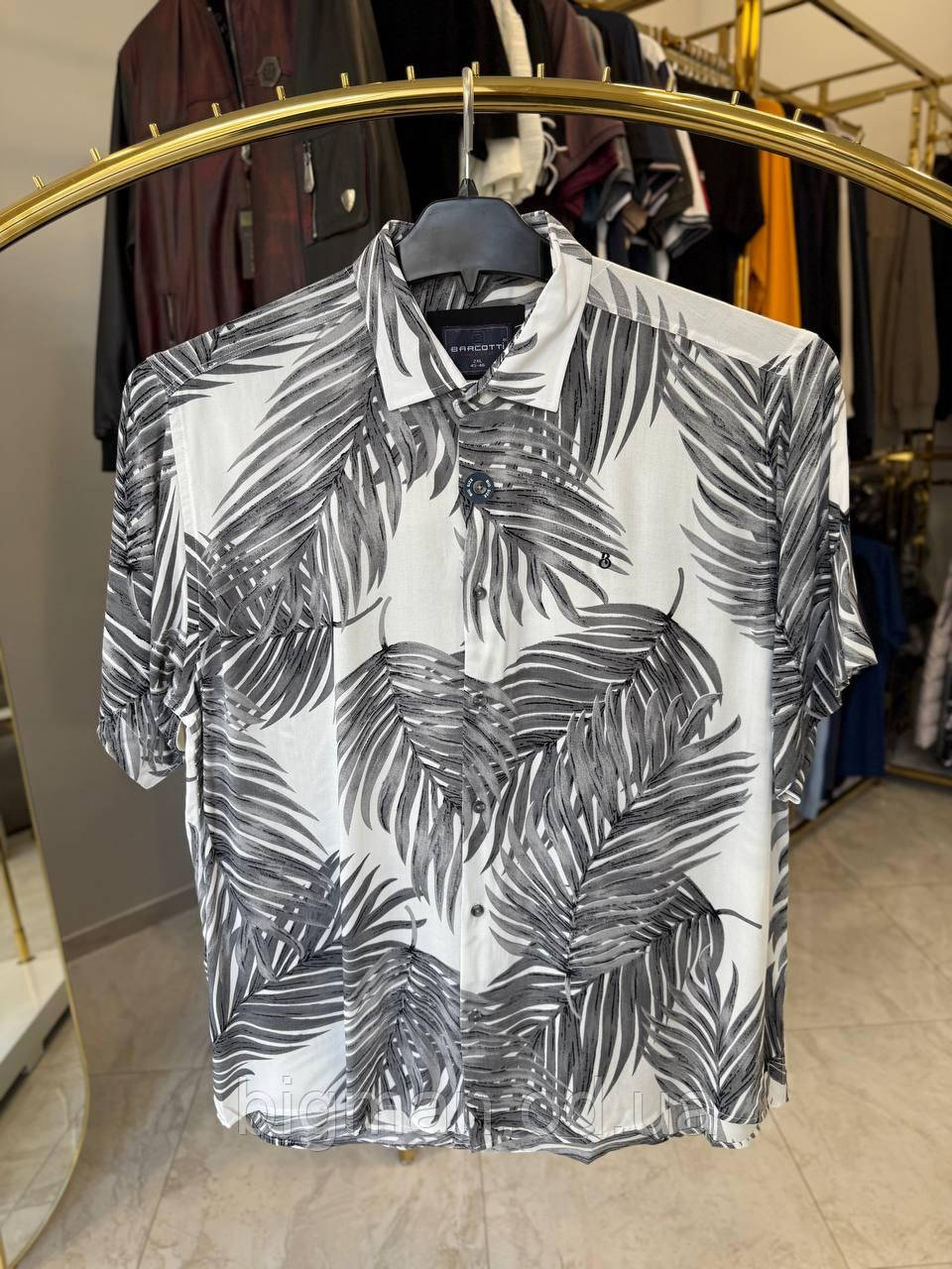 Чоловіча сорочка Barkotti 1152 штапель лист (батал) 2-6XL сіра