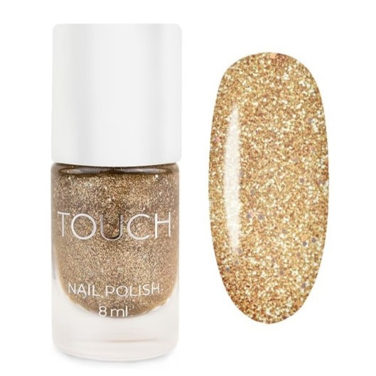 Лак Touch Nail Polish №08, 8 мл (прозорий із золотими блискітками)