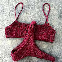 Жіночий купальник роздільний жатка S бордовий