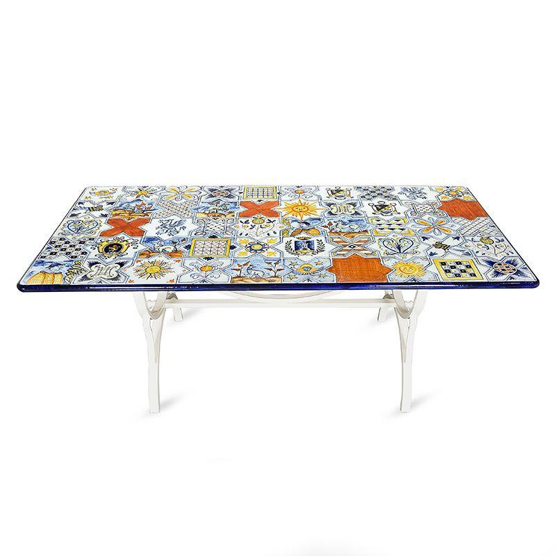 Стіл садовий з прямокутною стільницею з натурального каменю Grandi Maioliche Ficola, фото 1