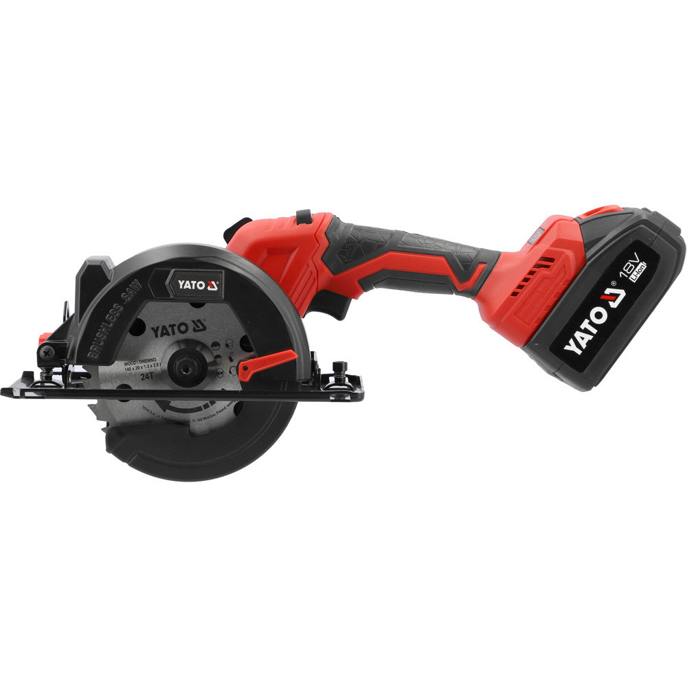 Пила дискова акумуляторна Li-Ion 18 В 4 Ач для диска Ø=140/20 мм (24 зуба) глибина різу 51-32 мм Yato YT-8281185, фото 1