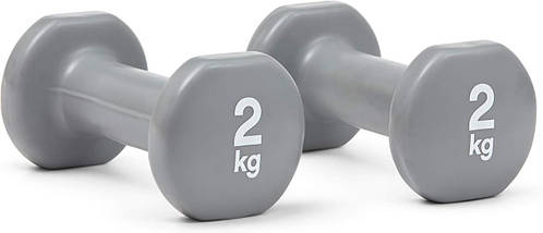 Гантелі для фітнесу гантелі гантелі спортивні нерозбірні фітнес гантелі вініл Reebok Dumbbells 2 шт по 2 кг сірі, фото 4