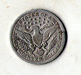 США ¼ долара, 1909 рік Barber Quarter Срібло 0.900, 6.25g, ø 24.26mm №3255, фото 3
