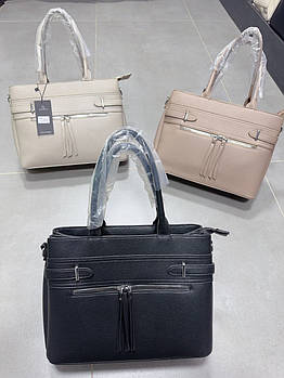 Сумочка жіноча ділова шопер 34*26 см на блискавці зі штучної шкіри у різних кольорах Fuerya