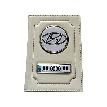 Обкладинка для автодокументів Hyundai, біла