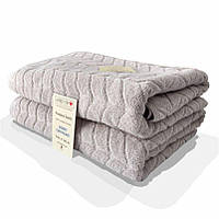 Набір 2 жакардові рушники Lovely Svi для ванної, готелів, СПА, на подарунок, 70 х 140 см Milano бежево - сірий