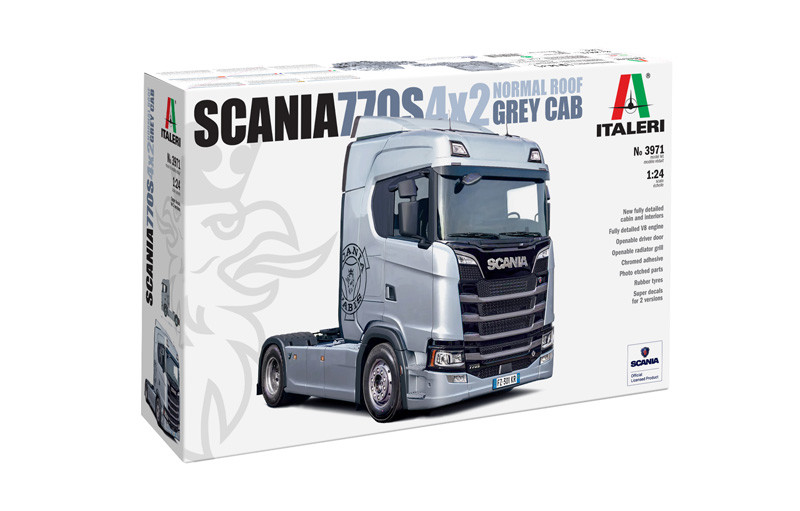 Scania S770 4x2 звичайний дах "Сіра кабіна". Збірна модель у масштабі 1/24. ITALERI 3971