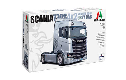 Scania S770 4x2 звичайний дах "Сіра кабіна". Збірна модель у масштабі 1/24. ITALERI 3971, фото 1
