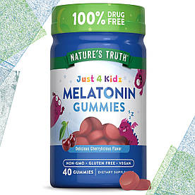 Мелатонін для дітей 2+ Nature's Truth Just 4 Kidz Sleep Melatonin Gummies Вишневий смак, 40 жув. цукерок (терміни до 03.2026)