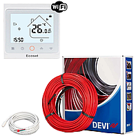 Тепла підлога DEVIflex 18T (3,8 м2). Кабель DTIP-18 (535Вт-29м) з терморегулятором Ecoset PWT 002 Wi-Fi