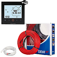 Тепла підлога DEVIflex 18T (1,4 м2). Кабель DTIP-18 (180Вт-10м) з терморегулятором Ecoset PWT 002 Wi-Fi