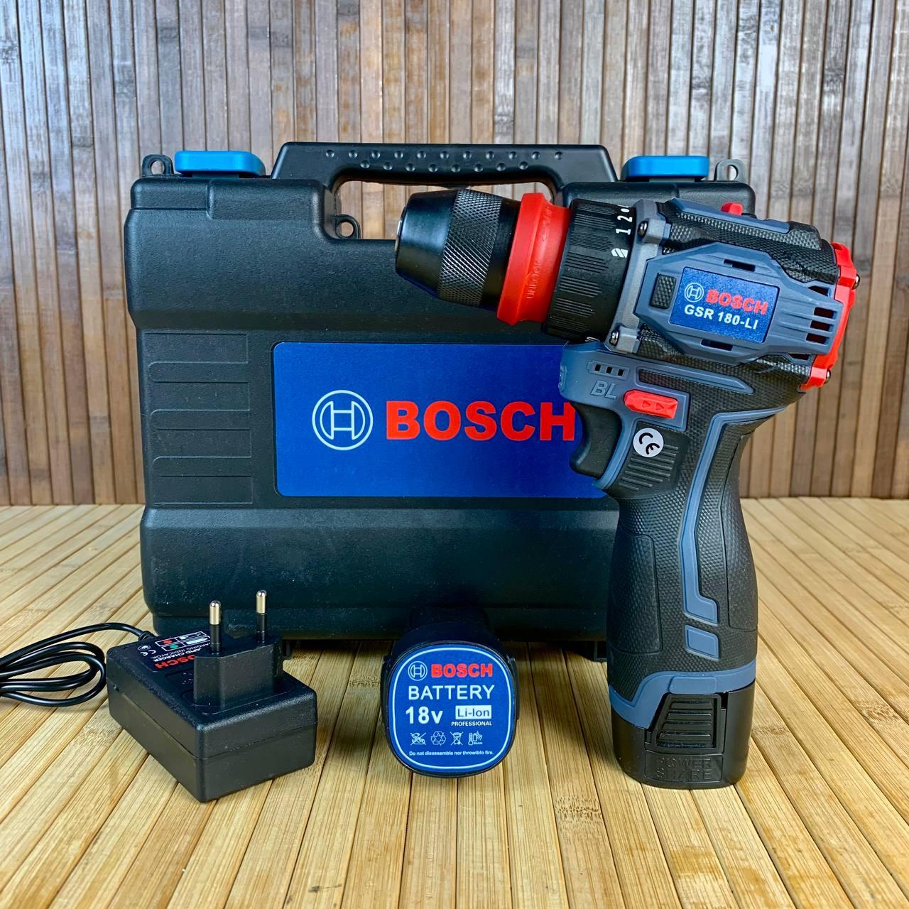 Акумуляторний шурупокрут Bosch GSR 180-LI 18 V, 2 h безщітковий зі знімним патроном