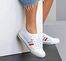 Літній білі текстильні високі кеди стильний дизайн 36