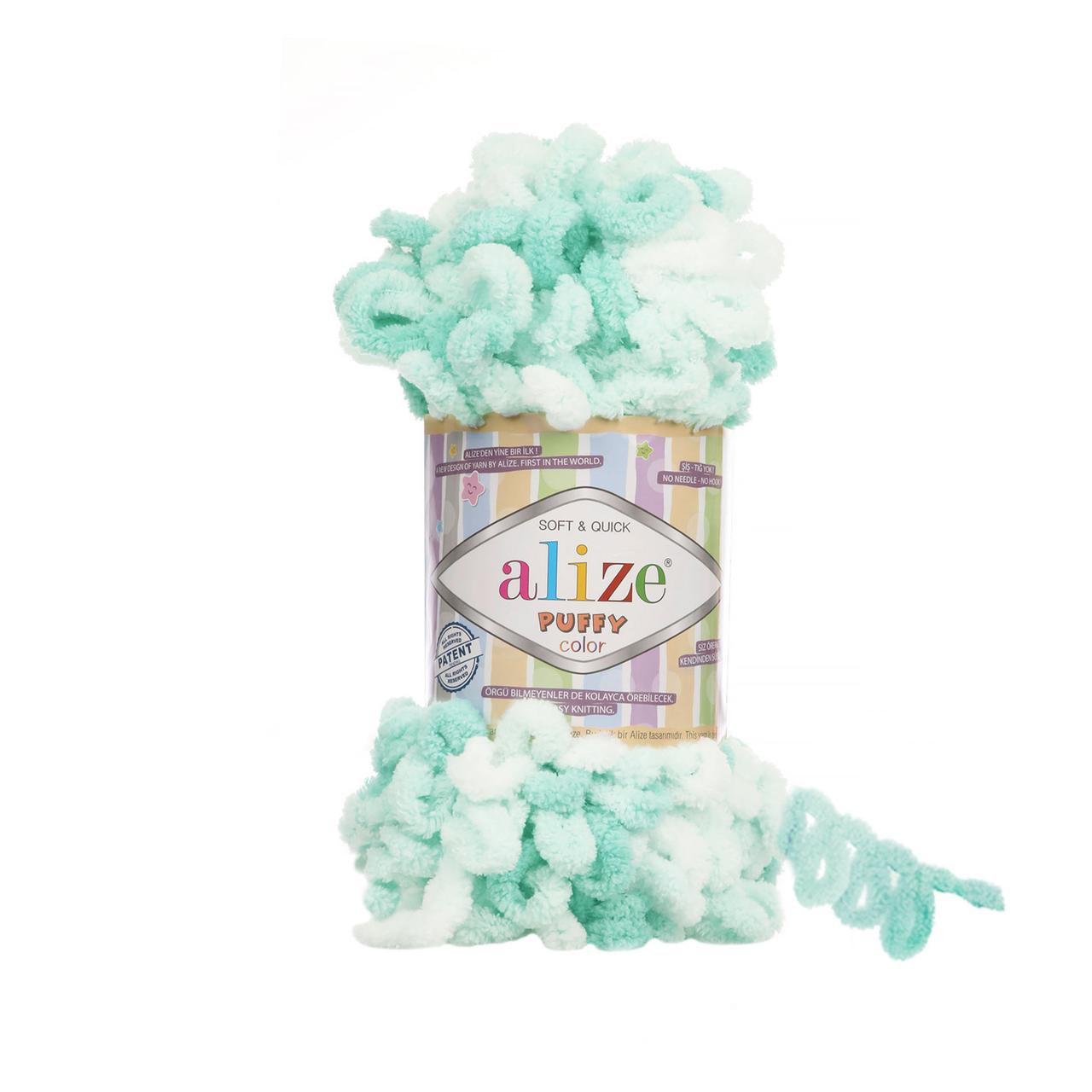 Нитки пряжа для в'язання велюрова плюшева петлями PUFFY COLOR Паффи Колор № 5891