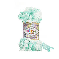 Нитки пряжа для в'язання велюрова плюшева петлями PUFFY COLOR Паффи Колор № 5891