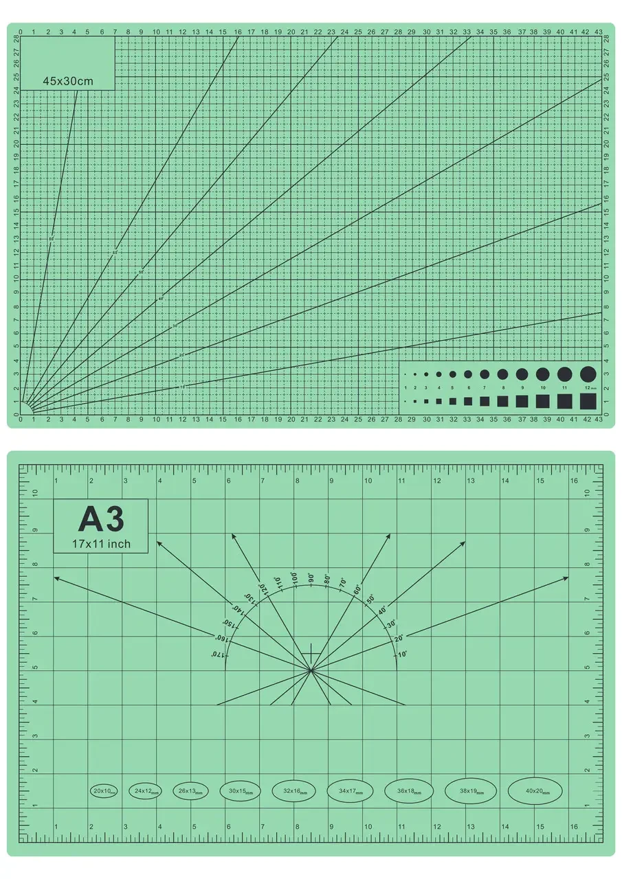 Килимок для різання, макетний А3 45х30 см, двосторонній, P-A3