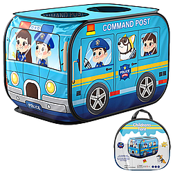 Ігровий намет для дітей 110х70х70см, Kids Playhouse Поліцейська машина, Блакитний / Дитячий намет складний