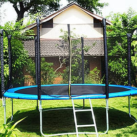 КаркаснийБатут SkyJump 12 фт, 374 см із захисною сіткою та драбинкою. Батут для дорослих і дітей