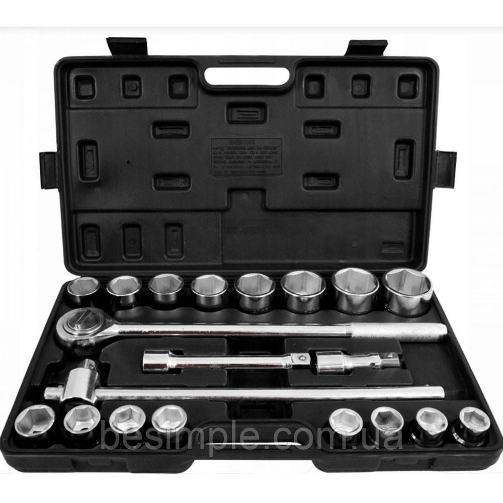 Набір торцевих ключів 21 шт, 3/4", 19-50 мм, BOXER BX-284 / Набір інструментів / Набір торцевих головок, фото 1