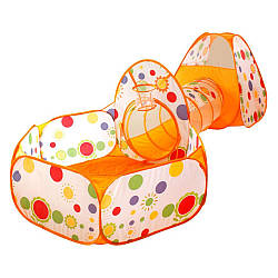 Дитячий намет з тунелем і місцем під кульки, 270х120х90см / Великий намет ігровий / Намет для дітей