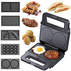 Мультимейкер 5в1 зі знімними пластинами, 2200Вт, Zepline ZP-813 / Вафельниця / Бутербродниця / Мультипекар