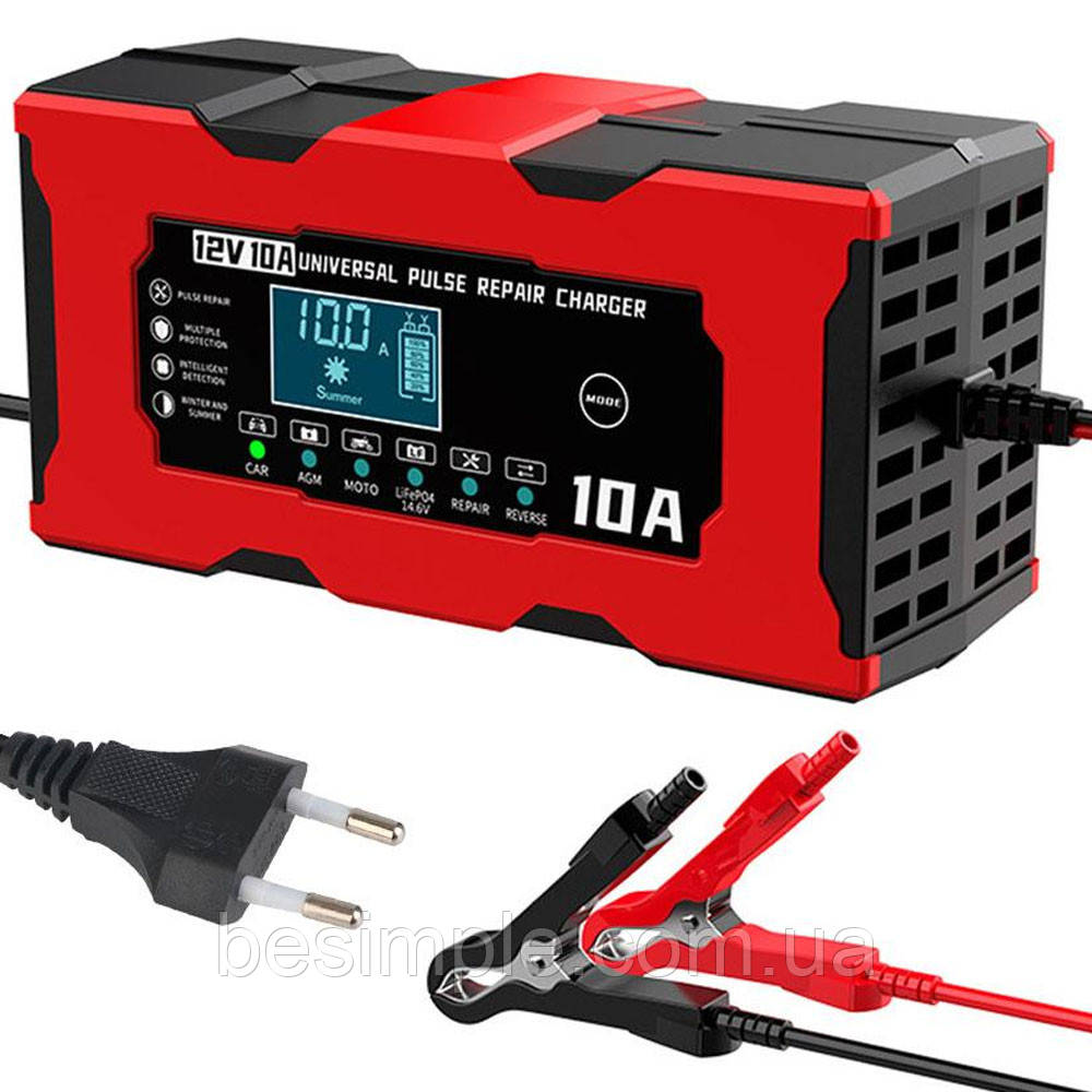 Зарядний пристрій для акумуляторів 12V, 10A / Зарядка для акумулятора / Імпульсне зарядне для АКБ