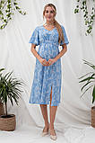 Сукня для вагітних і годуючих літнє з штапеля для майбутніх мам Vanessa S (44) Юла Мама блакитний з молочним, фото 2