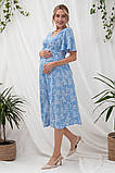 Сукня для вагітних і годуючих літнє з штапеля для майбутніх мам Vanessa S (44) Юла Мама блакитний з молочним, фото 4