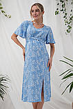 Сукня для вагітних і годуючих літнє з штапеля для майбутніх мам Vanessa S (44) Юла Мама блакитний з молочним, фото 7