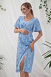 Сукня для вагітних і годуючих літнє з штапеля для майбутніх мам Vanessa S (44) Юла Мама блакитний з молочним, фото 8